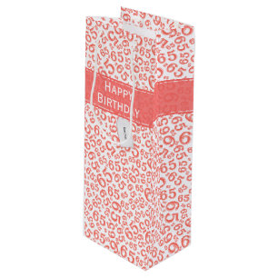 Happy 65. Geburtstagsparty Coral Number Pattern Geschenktüte Für Weinflaschen