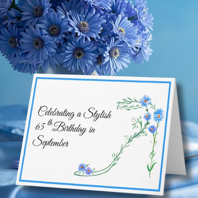 Happy 65. September Geburtstag Blue Aster Blume Karte (Von Creator hochgeladen)