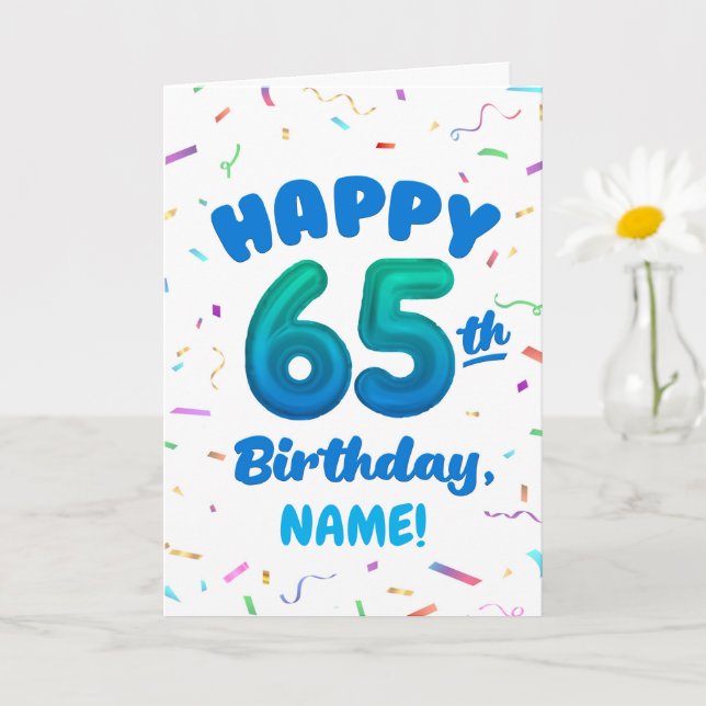 Happy 65th Birthday Card with Custom Name Karte (Kleine Pflanze)