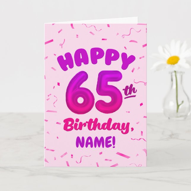 Happy 65th Birthday Card with Custom Name Karte (Kleine Pflanze)