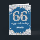 Happy 66. Geburtstag Blue and Silver Glitzer Card Karte<br><div class="desc">Happy 66. Geburtstag Blue and Silver Glitzer Card mit personalisiertem Namen. Für weitere Anpassungen klicken Sie bitte auf die Schaltfläche "Anpassen" und verwenden Sie unser Designwerkzeug,  um diese Vorlage zu ändern.</div>