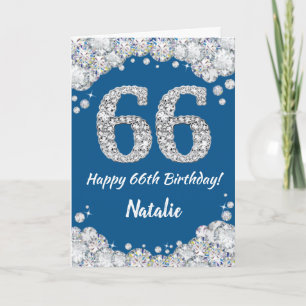 Happy 66. Geburtstag Blue and Silver Glitzer Card Karte