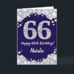 Happy 66. Geburtstag Navy Blue und Silver Glitzer Karte<br><div class="desc">Happy 66. Geburtstag Navy Blue und Silver Glitzer Card mit personalisiertem Namen. Für weitere Anpassungen klicken Sie bitte auf die Schaltfläche "Anpassen" und verwenden Sie unser Designwerkzeug,  um diese Vorlage zu ändern.</div>