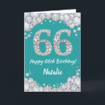 Happy 66. Geburtstagskarte Aquamarin und Silver Gl Karte<br><div class="desc">Alles Gute zum 66. Geburtstag Aquamarin Türkisaqua und Silver Glitzer Card mit personalisiertem Namen. Für weitere Anpassungen klicken Sie bitte auf die Schaltfläche "Anpassen" und verwenden Sie unser Designwerkzeug,  um diese Vorlage zu ändern.</div>
