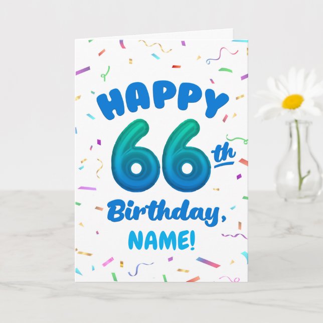 Happy 66th Birthday Card with Custom Name Karte (Kleine Pflanze)