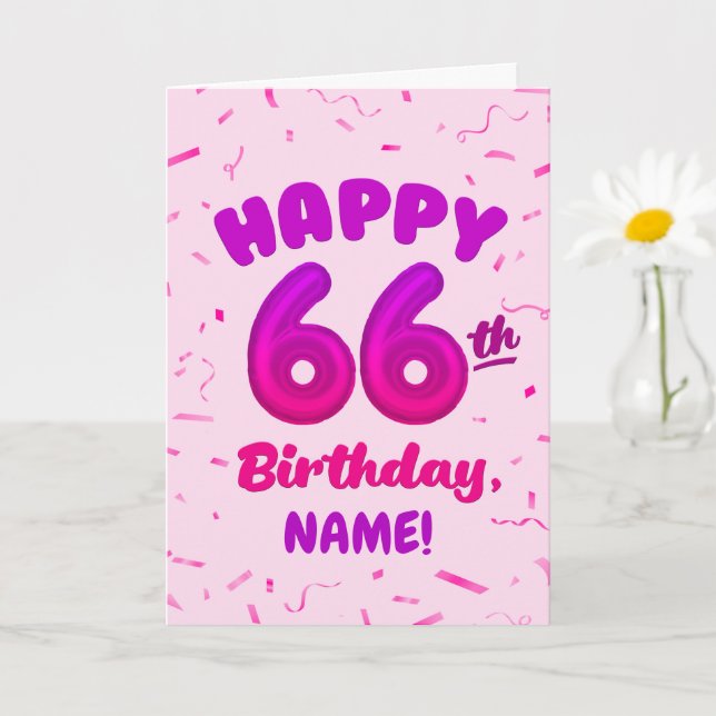 Happy 66th Birthday Card with Custom Name Karte (Kleine Pflanze)