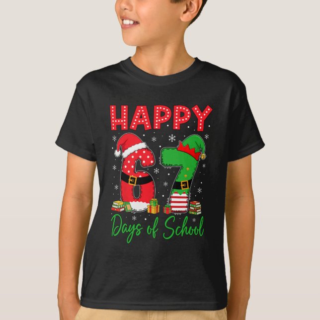 Happy 67 Days Of School Six Seven 67 Christmas San T-Shirt (Vorderseite)