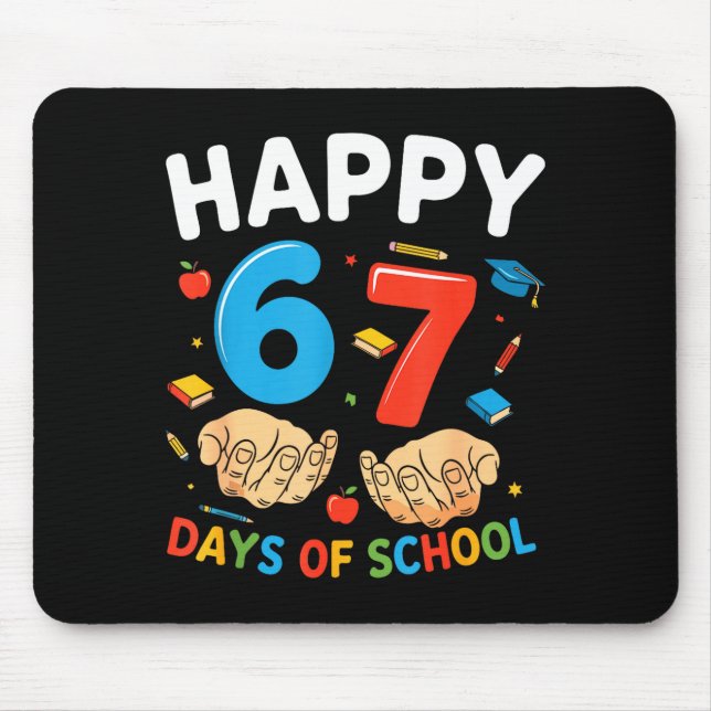 Happy 67 Days Of School Six Seven Meme Boy Girl Te Mousepad (Vorne)