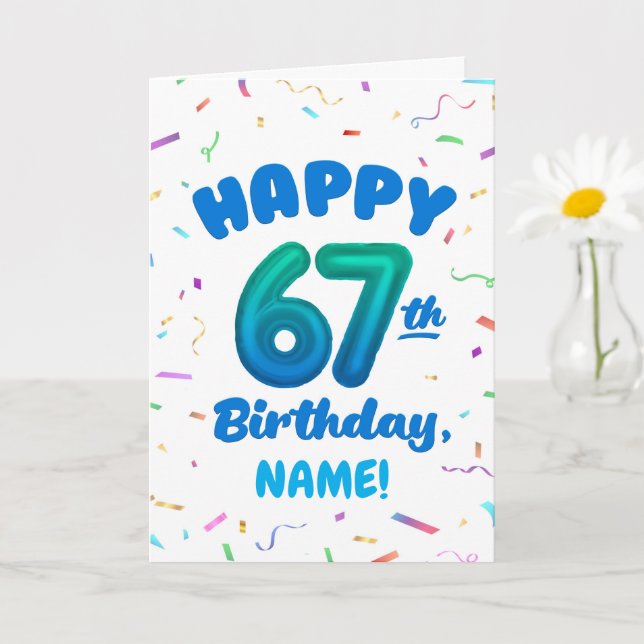 Happy 67th Birthday Card with Custom Name Karte (Kleine Pflanze)