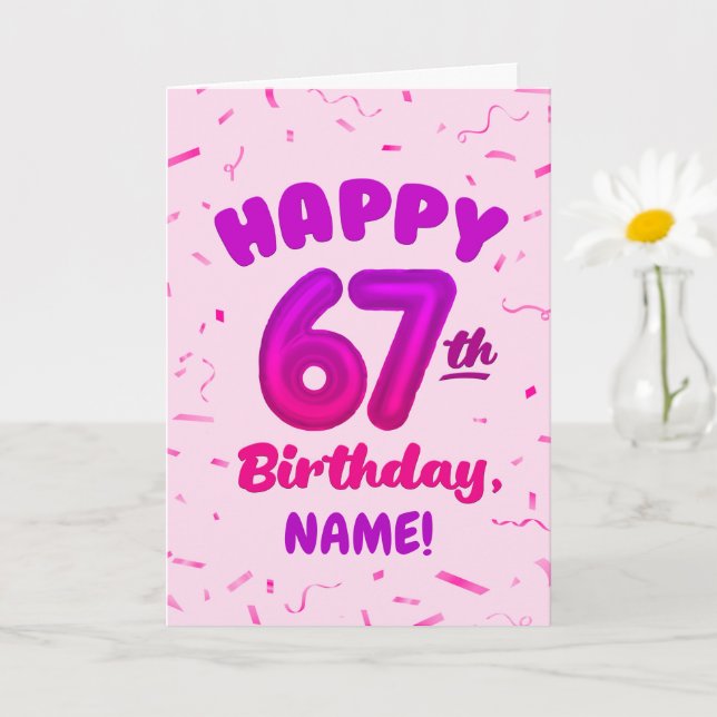 Happy 67th Birthday Card with Custom Name Karte (Kleine Pflanze)
