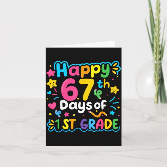 Happy 67th Day Of 1st Grade School Meme 67 Kids Te Karte (Vorderseite)