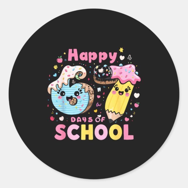 Happy 67th Day Of School Cute Ice Cream 100 Days S Runder Aufkleber (Vorderseite)