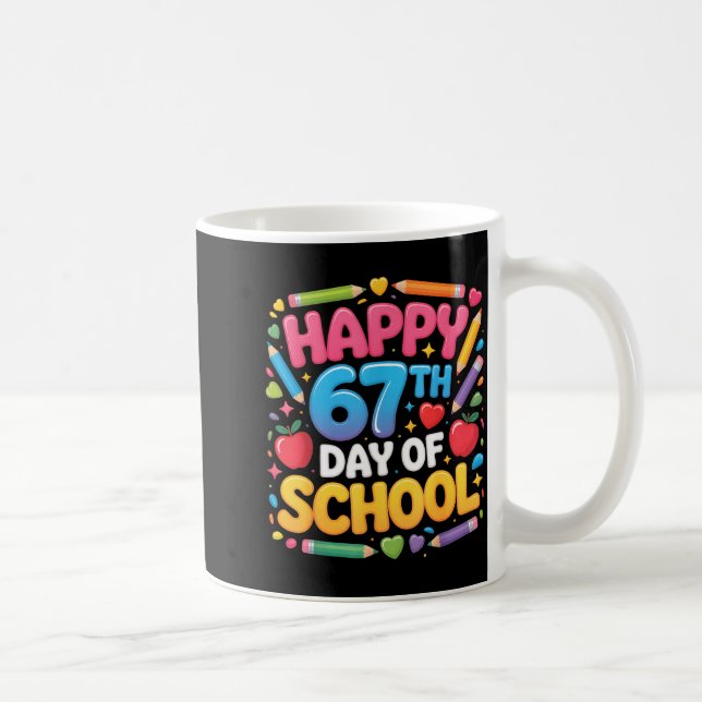 Happy 67th Day Of School Cute Teacher Student Desi Kaffeetasse (Rechts)