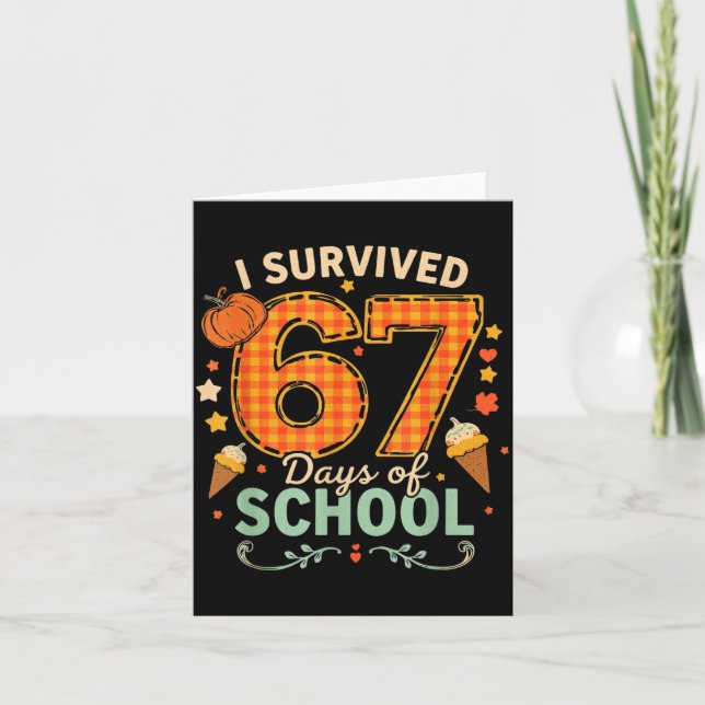 Happy 67th Day Of School Funny Teacher Thanksgivin Karte (Vorderseite)