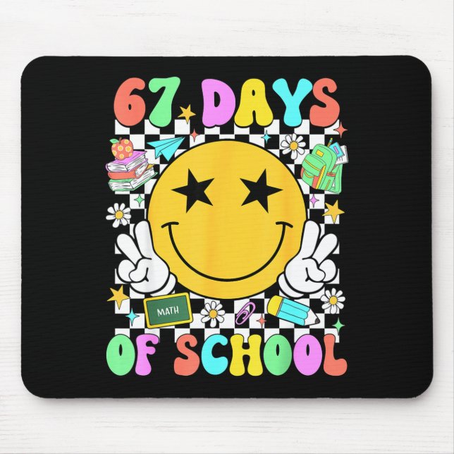 Happy 67th Day Of School Vibes Smile Face 67 Days  Mousepad (Vorne)