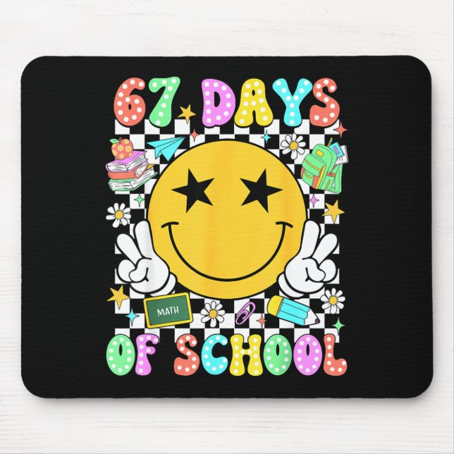 Happy 67th Day Of School Vibes Smile Face 67 Days  Mousepad (Vorne)