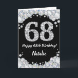 Happy 68. Geburtstagskarte Black and Silver Glitze Karte<br><div class="desc">Glückliche 68. Geburtstagskarte Black and Silver Glitzer Card mit personalisiertem Namen. Für weitere Anpassungen klicken Sie bitte auf die Schaltfläche "Anpassen" und verwenden Sie unser Designwerkzeug,  um diese Vorlage zu ändern.</div>