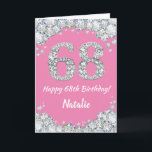 Happy 68. Geburtstagskarte Pink und Silver Glitzer Karte<br><div class="desc">Glückliche 68. Geburtstag Pink und Silver Glitzer Card mit personalisiertem Namen. Für weitere Anpassungen klicken Sie bitte auf die Schaltfläche "Anpassen" und verwenden Sie unser Designwerkzeug,  um diese Vorlage zu ändern.</div>