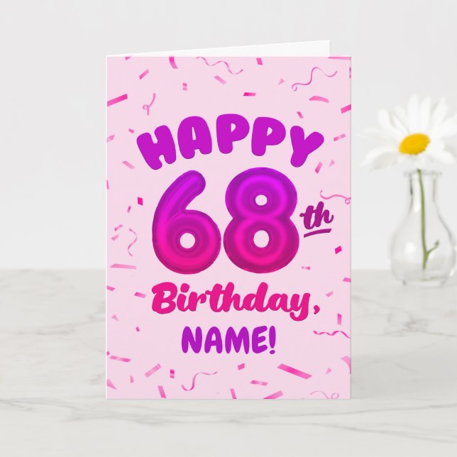 Happy 68th Birthday Card with Custom Name Karte (Kleine Pflanze)