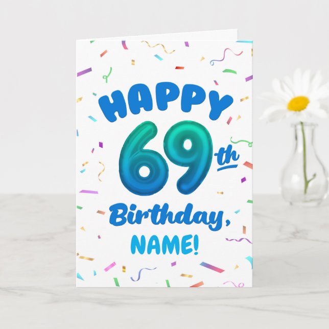 Happy 69th Birthday Card with Custom Name Karte (Kleine Pflanze)