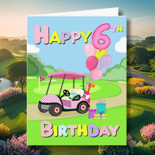 Happy 6. Geburtstag Polka Dot Pink Girly Golf Card Karte