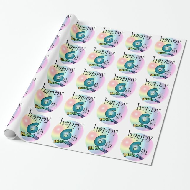Happy 6th Birthday Geschenkpapier (Ungerollt)