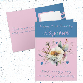 Happy 70. Geburtstag fügen Sie den Namen floralbla Karte