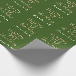 Happy 70. Geburtstag Gold Glitzer und Green Geschenkpapier