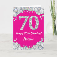 Happy 70. Geburtstag Hot Pink und Silver Glitzer