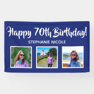 Happy 70. Geburtstag Navy Blue Personalisierte Fot Banner