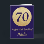 Happy 70. Geburtstag Navy Blue und Gold Glitzer Karte<br><div class="desc">Happy 70. Geburtstag Navy Blue und Gold Glitzer Card mit personalisiertem Namen.Für weitere Anpassungen klicken Sie bitte auf die Schaltfläche "Anpassen" und verwenden Sie unser Designwerkzeug,  um diese Vorlage zu ändern.</div>