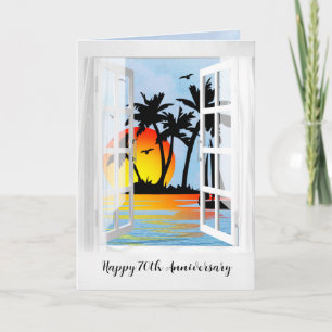Happy 70th Anniversary Tropical Window Karte