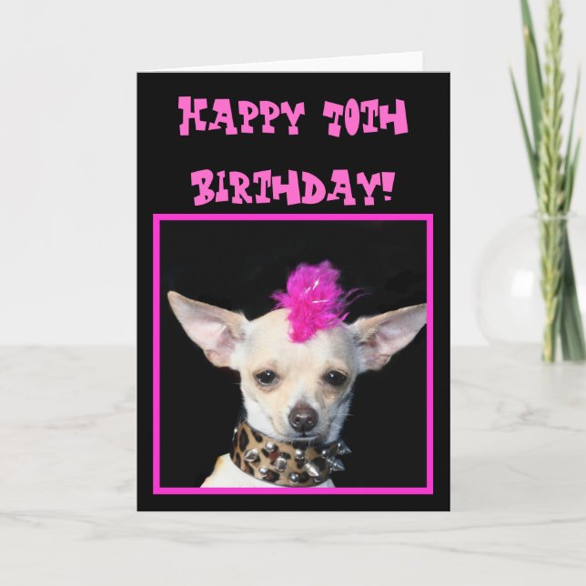 Happy 70th Birthday Chihuahua Punk greeting card Karte (Vorderseite)