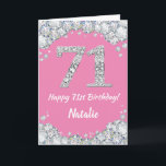 Happy 71. Geburtstag Pink und Silver Glitzer Card Karte<br><div class="desc">Happy 71. Geburtstag Pink und Silver Glitzer Card mit personalisiertem Namen. Für weitere Anpassungen klicken Sie bitte auf die Schaltfläche "Anpassen" und verwenden Sie unser Designwerkzeug,  um diese Vorlage zu ändern.</div>