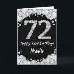 Happy 72. Geburtstagskarte Black and Silver Glitze Karte<br><div class="desc">Glückliche 72. Geburtstagskarte Black and Silver Glitzer Card mit personalisiertem Namen. Für weitere Anpassungen klicken Sie bitte auf die Schaltfläche "Anpassen" und verwenden Sie unser Designwerkzeug,  um diese Vorlage zu ändern.</div>