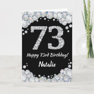 Happy 73. Geburtstagskarte Black and Silver Glitze Karte
