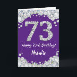 Happy 73. Geburtstagskarte Lila und Silver Glitzer Karte<br><div class="desc">Happy 73. Geburtstag Lila und Silver Glitzer Card mit personalisiertem Namen. Für weitere Anpassungen klicken Sie bitte auf die Schaltfläche "Anpassen" und verwenden Sie unser Designwerkzeug,  um diese Vorlage zu ändern.</div>
