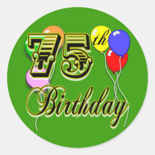 Happy 75. Geburtstagsfeier Runder Aufkleber