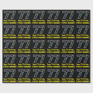 Happy 77. Geburtstag, Fun Colorful Stars Muster 77 Geschenkpapier