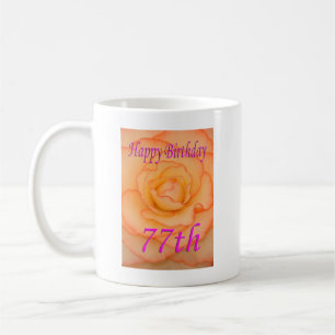 Happy 77. Geburtstag Gelbe Blume mit rosa Trim Kaffeetasse
