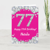 Happy 77. Geburtstag Hot Pink und Silver Glitzer