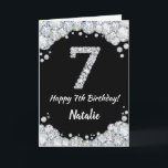 Happy 7th Birthday Black and Silver Glitzer Card Karte<br><div class="desc">Glückliche 7. Geburtstagskarte Black and Silver Glitzer Card mit personalisiertem Namen. Für weitere Anpassungen klicken Sie bitte auf die Schaltfläche "Anpassen" und verwenden Sie unser Designwerkzeug,  um diese Vorlage zu ändern.</div>