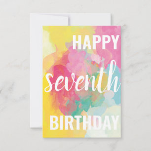 Happy 7th Birthday Card ("Watercolor Gradients")
