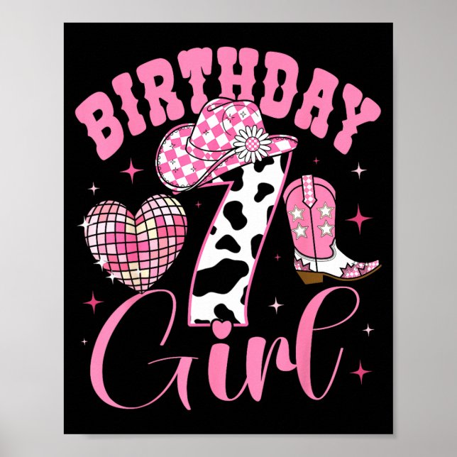 Happy 7th Birthday Girl Outfit Rodeo Western Cowgi Poster (Vorne)