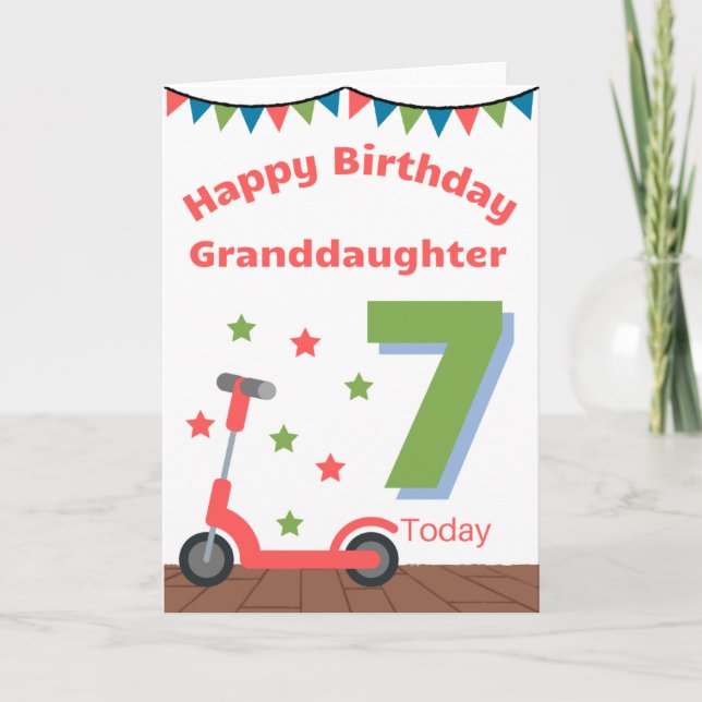 Happy 7th Birthday Grandtochter Karte (Vorderseite)