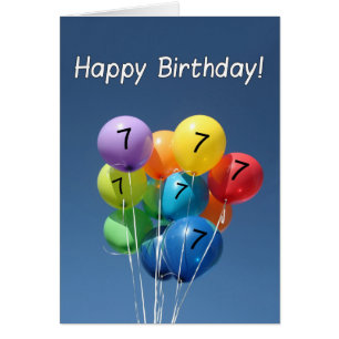 Happy 7th Birthday Kolored Balloons in einem blaue