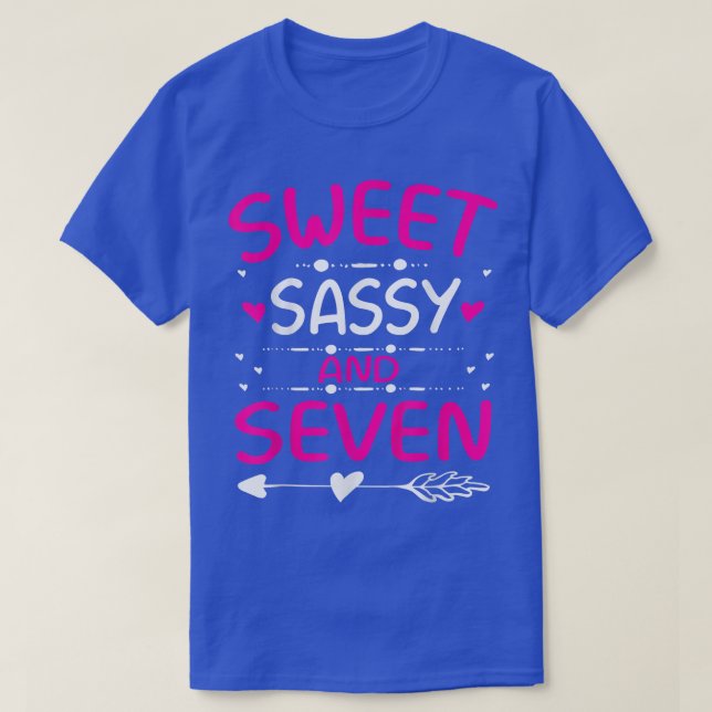 Happy 7th Birthday Sweet Sassy and Seven Girls 7 Y T-Shirt (Design vorne)