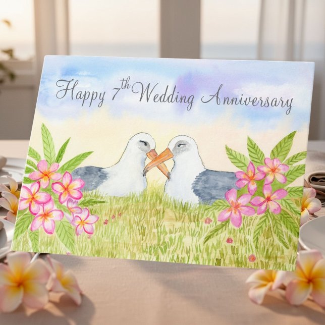 Happy 7th Wedding Anniversary Laysan Albatross Karte (Von Creator hochgeladen)