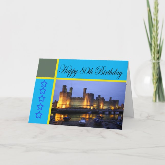 Happy 80. Geburtstag Caernarfon Castle Karte (Vorderseite)