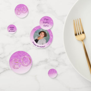 Happy 80. Geburtstag Chic Falling Pink Glitzer Konfetti